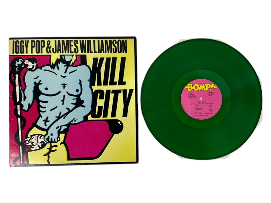 Iggy Pop & James Williamson - Kill City, Bomp! Records Bomp IMP 1018, 1977 Green Colored Vinyl Record