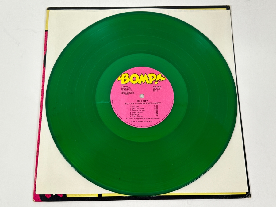 Iggy Pop & James Williamson - Kill City, Bomp! Records Bomp IMP 1018, 1977 Green Colored Vinyl Record [Photo 4]