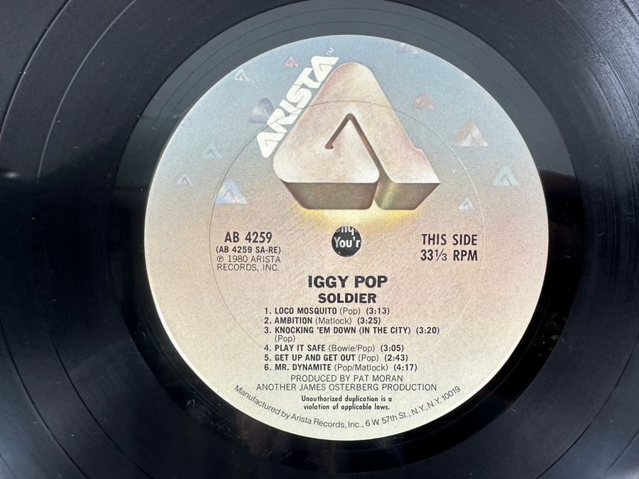 Iggy Pop - Soldier Arista Records, AB 4259, 1980 Vinyl Record [Photo 4]