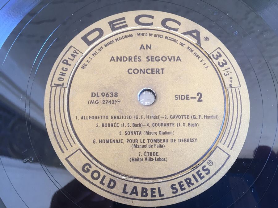 Andrés Segovia ‎- An Andrés Segovia Concert - Decca ‎- DL 9638 [Photo 6]