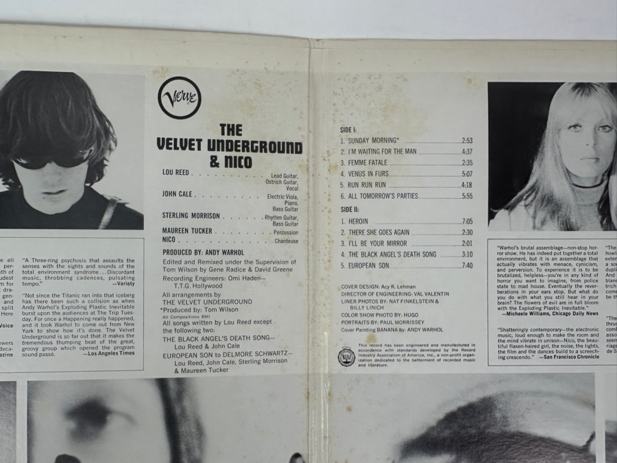 The Velvet Underground - The Velvet Underground & Nico - Verve Records [V6-5008] 1967 Vinyl Record Produced By Andy Warhol Featuring Andy Warhol Artwork On Cover [Photo 4]