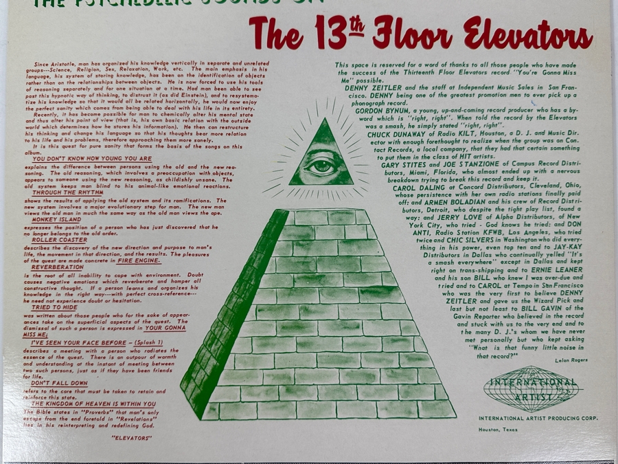 The 13th Floor Elevators - The Psychedelic Sounds Of The 13th Floor Elevators - Radar Records RAD 13 1978 UK Vinyl Record [Photo 3]