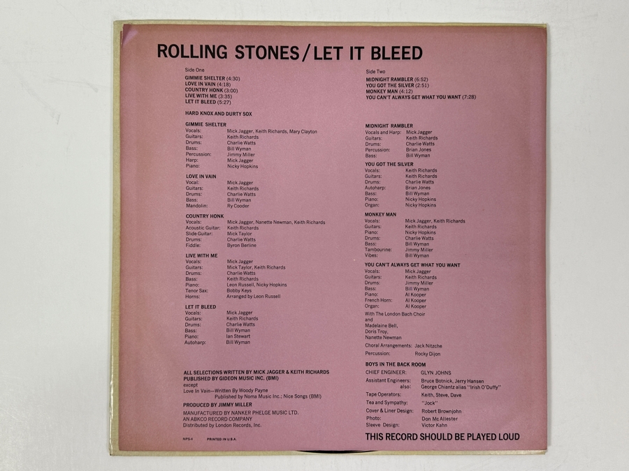 Rolling Stones - Let It Bleed - London NPS-4 1969 Vinyl Record [Photo 3]