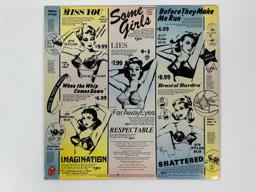 The Rolling Stones - Some Girls - Rolling Stones Records COC 39108 1978 Vinyl Record With Original 1st Edition Album Cover That Was Redesigned Due To The Use Of Female Celebrities Likeness [Photo 3]