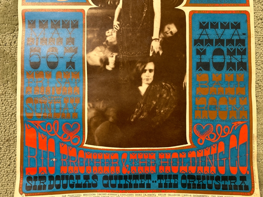 Just Added - Vintage 1967 Psychedelic Big Brother & The Holding Co. (Janis Joplin) Motherload Concert Poster For Avalon Ballroom In San Francisco With Sir Douglas Quintet And The Orkustra. Artwork By Rick Griffin FD-60 Family Dog Productions 14' X 20' [Photo 6]