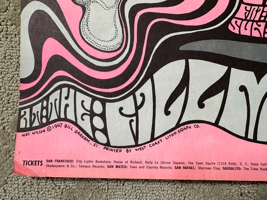 Just Added - Vintage 1967 Psychedelic Concert Poster By Wes Wilson For Shows At The Fillmore Auditorium In San Francisco Featuring The Grateful Dead, Otis Rush And His Chicago Blues Band And Canned Heat (BG-51) 13.5' X 22' [Photo 9]