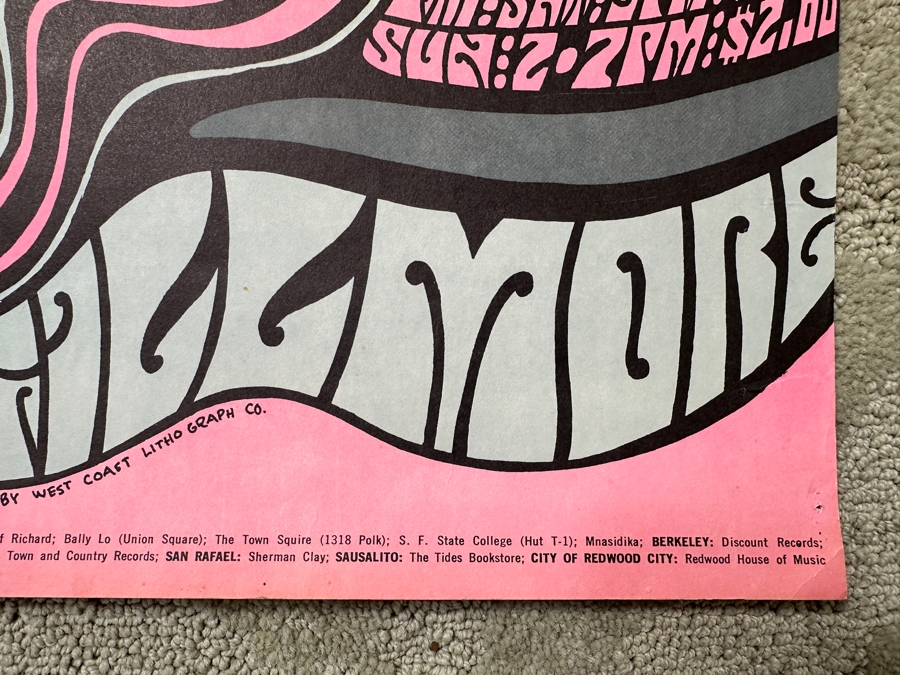 Just Added - Vintage 1967 Psychedelic Concert Poster By Wes Wilson For Shows At The Fillmore Auditorium In San Francisco Featuring The Grateful Dead, Otis Rush And His Chicago Blues Band And Canned Heat (BG-51) 13.5' X 22' [Photo 10]