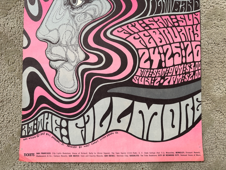 Just Added - Vintage 1967 Psychedelic Concert Poster By Wes Wilson For Shows At The Fillmore Auditorium In San Francisco Featuring The Grateful Dead, Otis Rush And His Chicago Blues Band And Canned Heat (BG-51) 13.5' X 22' [Photo 7]