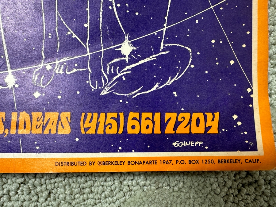 Just Added - Vintage 1967 Psychedelic 'Summer Of Love City Of San Francisco' Poster By Bob Schnepf 14' X 20' [Photo 7]