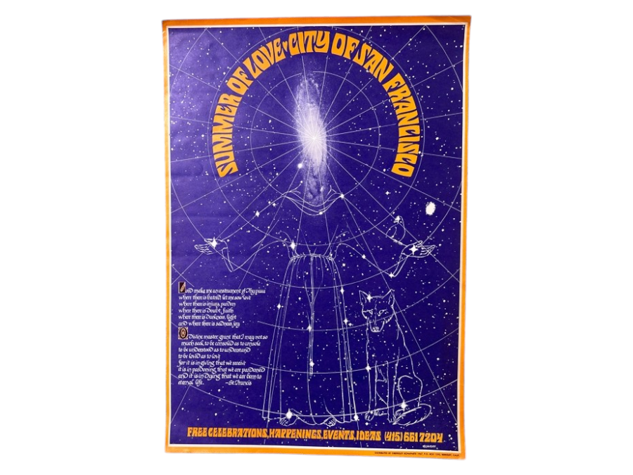 Just Added - Vintage 1967 Psychedelic 'Summer Of Love City Of San Francisco' Poster By Bob Schnepf 14' X 20'