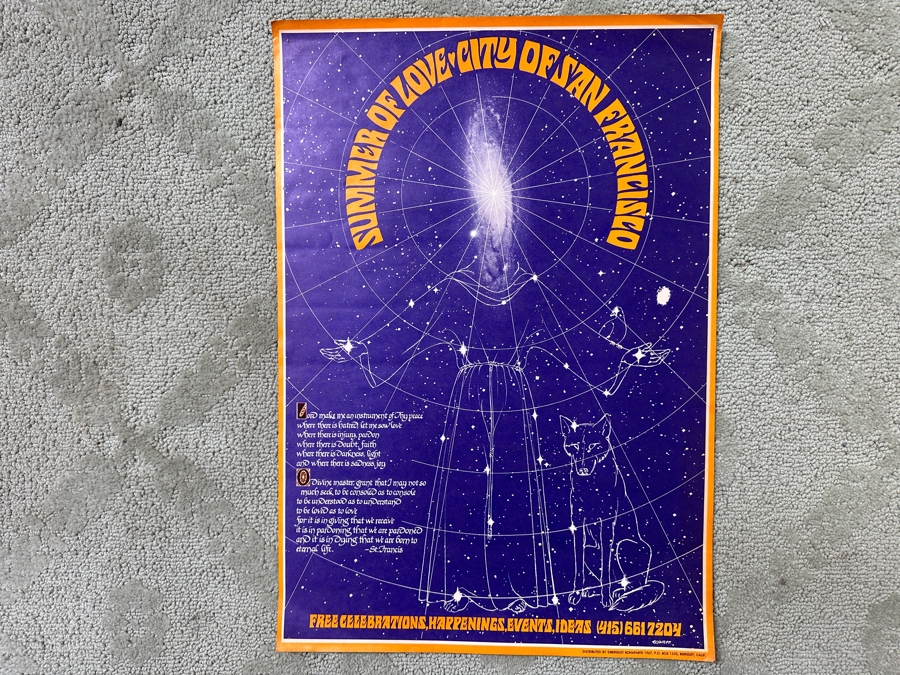 Just Added - Vintage 1967 Psychedelic 'Summer Of Love City Of San Francisco' Poster By Bob Schnepf 14' X 20' [Photo 2]