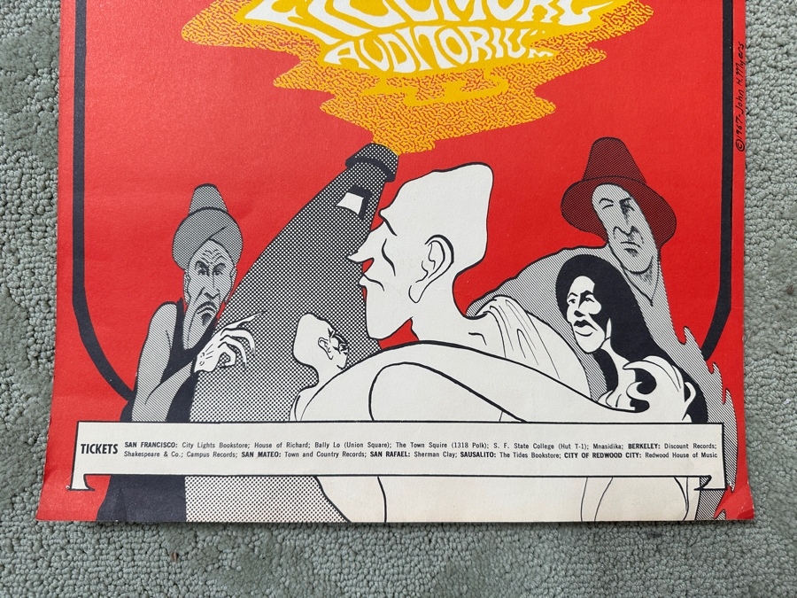 Just Added - Vintage 1967 Bill Graham Presents Concert Poster (BG-52) One Night Only Performance By B.B. King, Moby Grape, Steve Miller Blues Band Concert Poster Fillmore, San Francisco Designed By John H. Myers 13.75' X 22' [Photo 6]