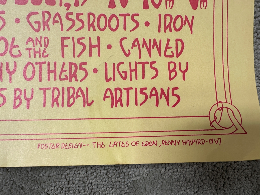 Just Added - Vintage 1967 Fantasy Faire And Magic Music Festival Concert Poster Northridge, CA Featuring Jefferson Airplane, The Doors, The Grassroots, Iron Butterfly, Country Joe And The Fish And Canned Heat Designed By Penny Harvard 14.5' X 20.5' [Photo 7]