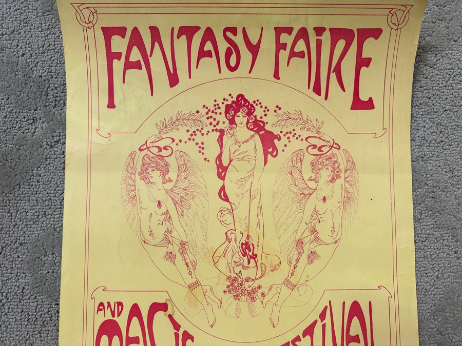 Just Added - Vintage 1967 Fantasy Faire And Magic Music Festival Concert Poster Northridge, CA Featuring Jefferson Airplane, The Doors, The Grassroots, Iron Butterfly, Country Joe And The Fish And Canned Heat Designed By Penny Harvard 14.5' X 20.5' [Photo 3]