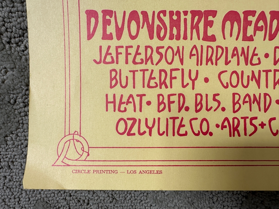 Just Added - Vintage 1967 Fantasy Faire And Magic Music Festival Concert Poster Northridge, CA Featuring Jefferson Airplane, The Doors, The Grassroots, Iron Butterfly, Country Joe And The Fish And Canned Heat Designed By Penny Harvard 14.5' X 20.5' [Photo 6]