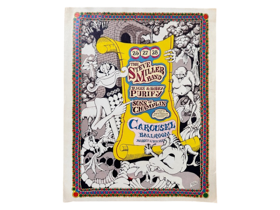 Just Added - Vintage 1968 Steve Miller Band Concert Poster For Show At The Carousel Ballroom In San Francisco Artwork By Rick Shubb (AOR-2.168) 11 X 14