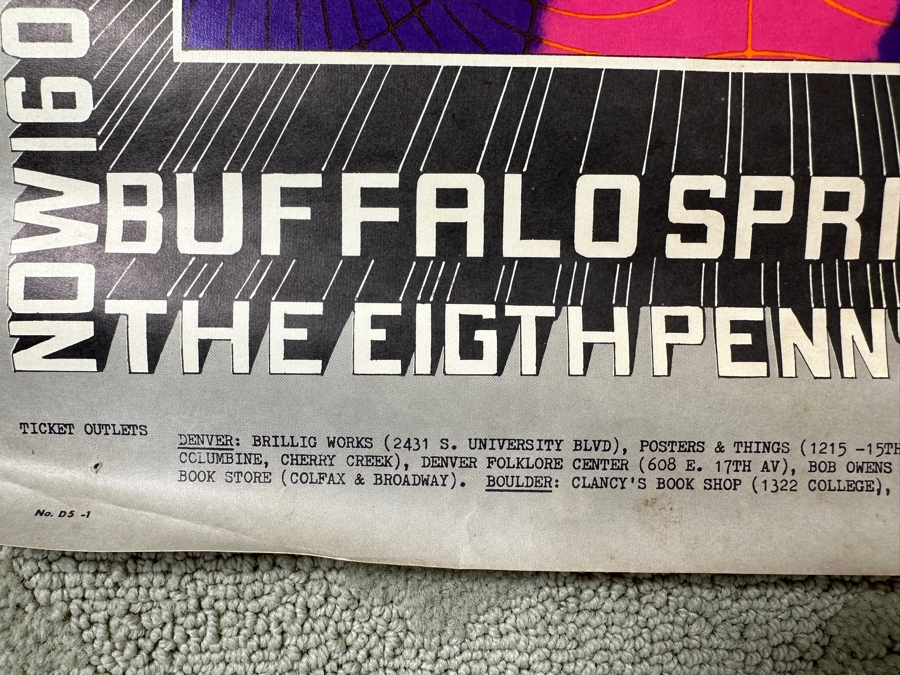 Just Added - 1967 Family Dog Presents Concert Poster For Buffalo Springfield And The Eigth Penny Matter In Denver, CO No. FDD-5 Artwork By Robert Fried 14' X 20' [Photo 7]