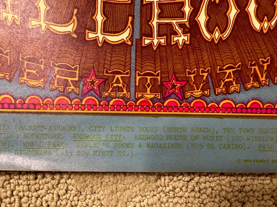Just Added - Vintage 1968 Psychedelic Family Dog Productions Concert Poster For Junior Wells, The Sons Of Champlin And The Santana Blues Band Performing At The Avalon Ballroom In San Francisco (FD-119) Designed By William Henry 14' X 20' [Photo 8]