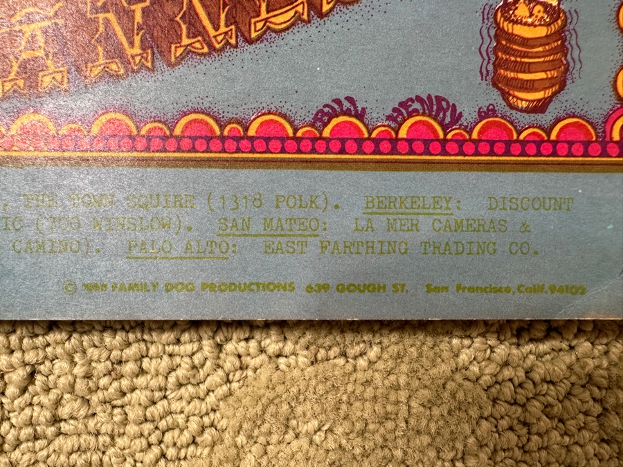 Just Added - Vintage 1968 Psychedelic Family Dog Productions Concert Poster For Junior Wells, The Sons Of Champlin And The Santana Blues Band Performing At The Avalon Ballroom In San Francisco (FD-119) Designed By William Henry 14' X 20' [Photo 10]