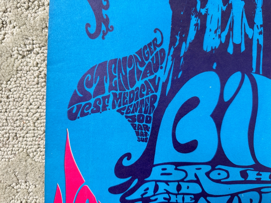 Just Added - Vintage 1967 Psychedelic Concert Poster 'Benefit For Peace' Big Brother & The Holding Company (Janis Joplin), The Steve Miller Blues Band And Robert Baker Performing At The UCSF In San Francisco (FD-119) Designed By Krefting 13.5' X 18.5' [Photo 5]