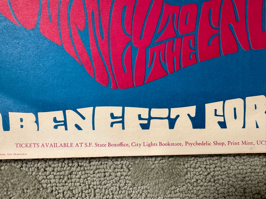 Just Added - Vintage 1967 Psychedelic Concert Poster 'Benefit For Peace' Big Brother & The Holding Company (Janis Joplin), The Steve Miller Blues Band And Robert Baker Performing At The UCSF In San Francisco (FD-119) Designed By Krefting 13.5' X 18.5' [Photo 10]