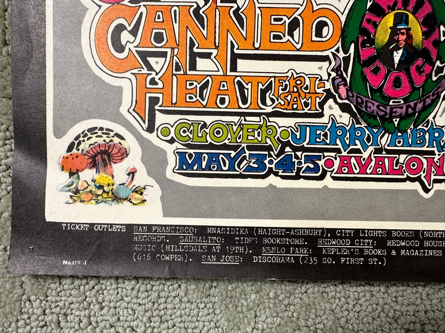 Just Added - Vintage 1968 Psychedelic Family Dog Productions Concert Poster Featuring Junior Wells, Canned Heat And Crome Syrcus Performing At The Avalon Ballroom In San Francisco (FD-117) Designed By Carl Lundgren 13.5' X 20' [Photo 7]