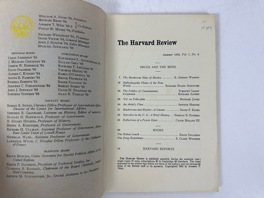 Just Added - Vintage 1963 The Harvard Review: Drugs And The Mind. Features Richard Alpert & Timothy Leary On Consciousness Expansion, Plus Articles On Psychedelics And Hallucinogenic Plants [Photo 3]