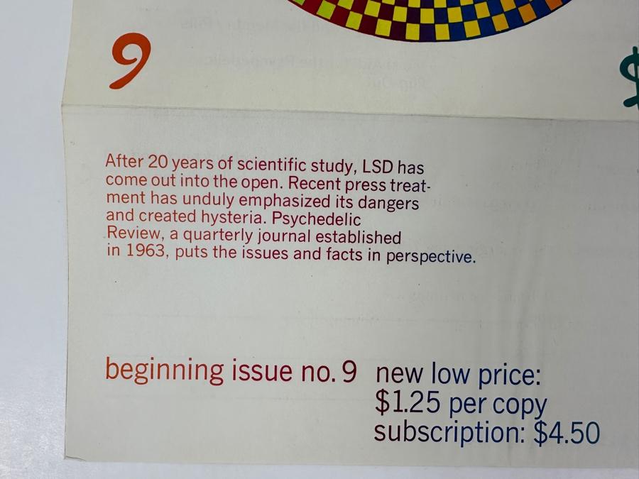 Just Added - Vintage 1963 Psychedelic Review Vol. 1 No. 2 Featuring Article By Timothy Leary [Photo 2]