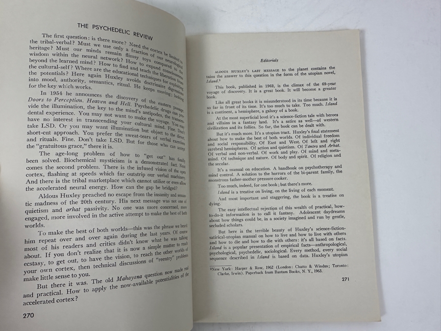 Just Added - Vintage 1964 Psychedelic Review Vol. 1 No. 3 - Aldous Huxley Memorial Issue - Featuring Articles By Timothy Leary [Photo 10]