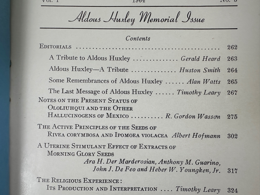 Just Added - Vintage 1964 Psychedelic Review Vol. 1 No. 3 - Aldous Huxley Memorial Issue - Featuring Articles By Timothy Leary [Photo 7]