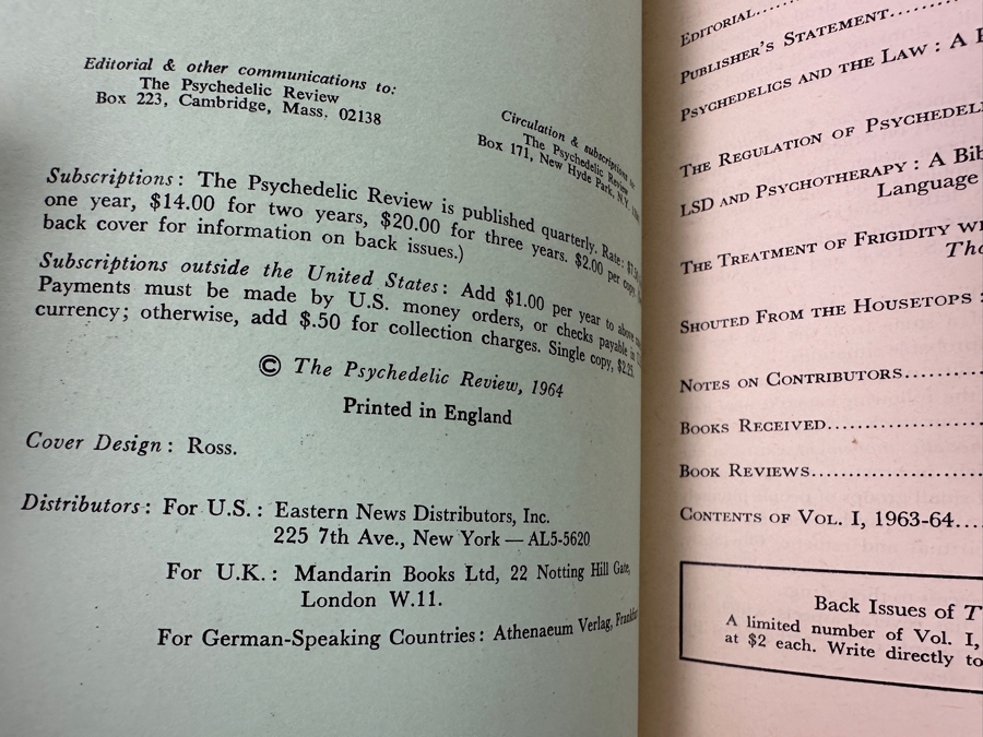 Just Added - Pair Of Vintage 1964 Psychedelic Reviews, Vol. 1 No. 4 [Photo 3]