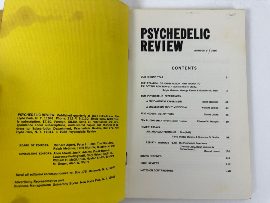 Just Added - Pair Of Vintage 1965 Psychedelic Review Journals, Number 5. Explores Psilocybin, Psychedelic Experiences, Metaphysics, Gurdjieff, Zen Buddhism, And Rebirth [Photo 6]
