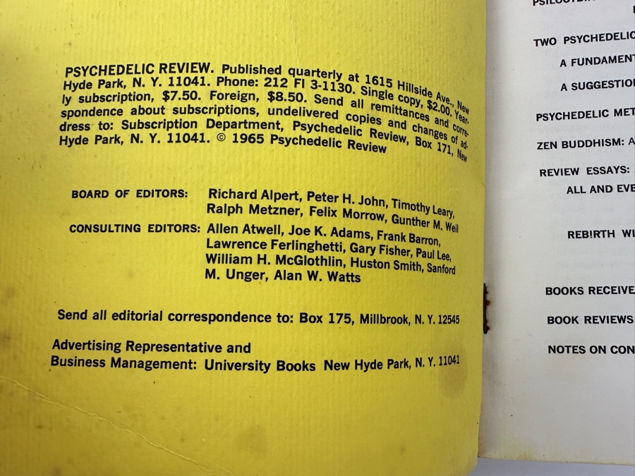 Just Added - Pair Of Vintage 1965 Psychedelic Review Journals, Number 5. Explores Psilocybin, Psychedelic Experiences, Metaphysics, Gurdjieff, Zen Buddhism, And Rebirth [Photo 3]