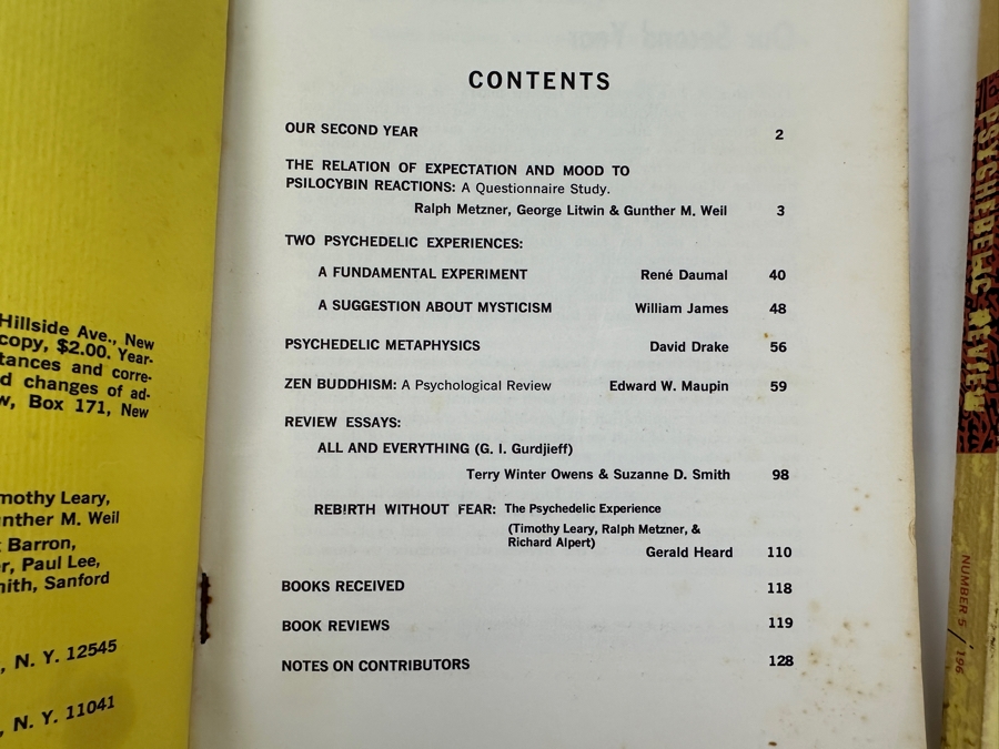 Just Added - Pair Of Vintage 1965 Psychedelic Review Journals, Number 5. Explores Psilocybin, Psychedelic Experiences, Metaphysics, Gurdjieff, Zen Buddhism, And Rebirth [Photo 4]
