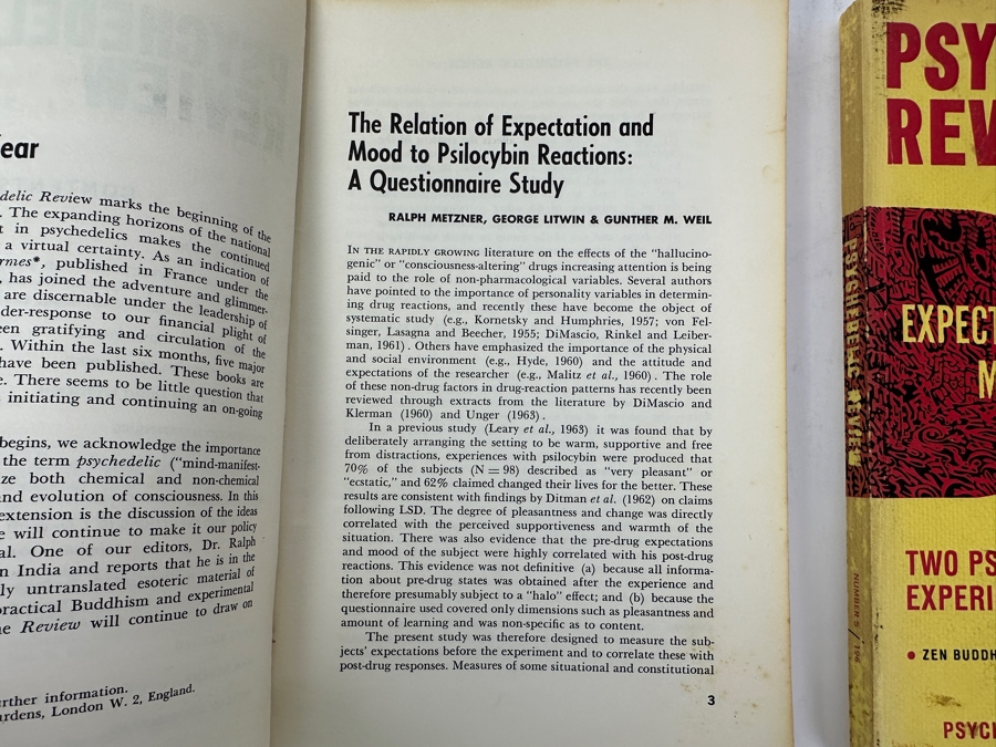 Just Added - Pair Of Vintage 1965 Psychedelic Review Journals, Number 5. Explores Psilocybin, Psychedelic Experiences, Metaphysics, Gurdjieff, Zen Buddhism, And Rebirth [Photo 5]