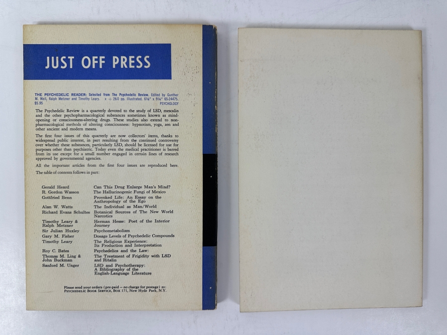 Just Added - Pair Of Vintage 1965 Psychedelic Review Journals No. 6 Featuring Articles On Transcendental Experience, Religion, Psychosis, And Surveys Of Drug Use Including Peyote, Ayahuasca, And Bhang [Photo 6]
