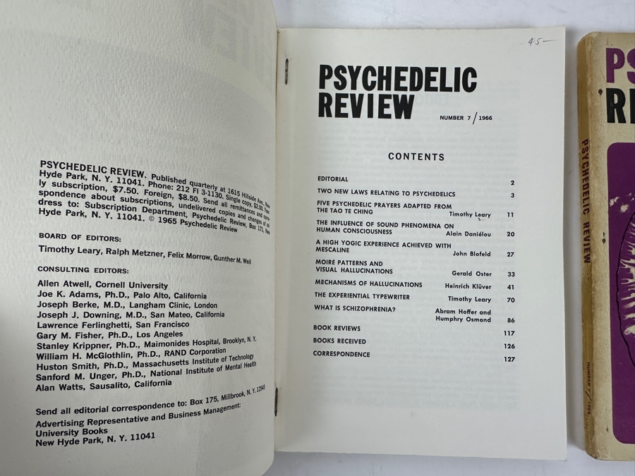 Just Added - Pair Of Vintage 1966 Psychedelic Review Journals Number 7 Featuring Articles On Consciousness, Mescaline, Hallucinations, & Schizophrenia [Photo 3]
