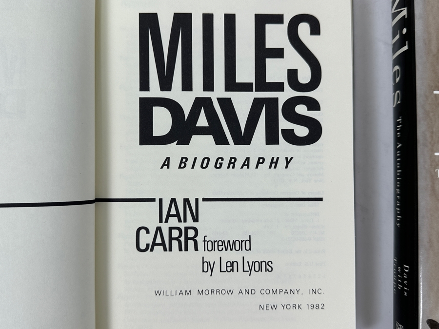 Just Added - Pair Of First Edition Hardcover Definitive Books About Jazz Legend Miles Davis: A Biography By Ian Carr And Miles' Own Autobiography, Co-Authored With Quincy Troupe [Photo 2]
