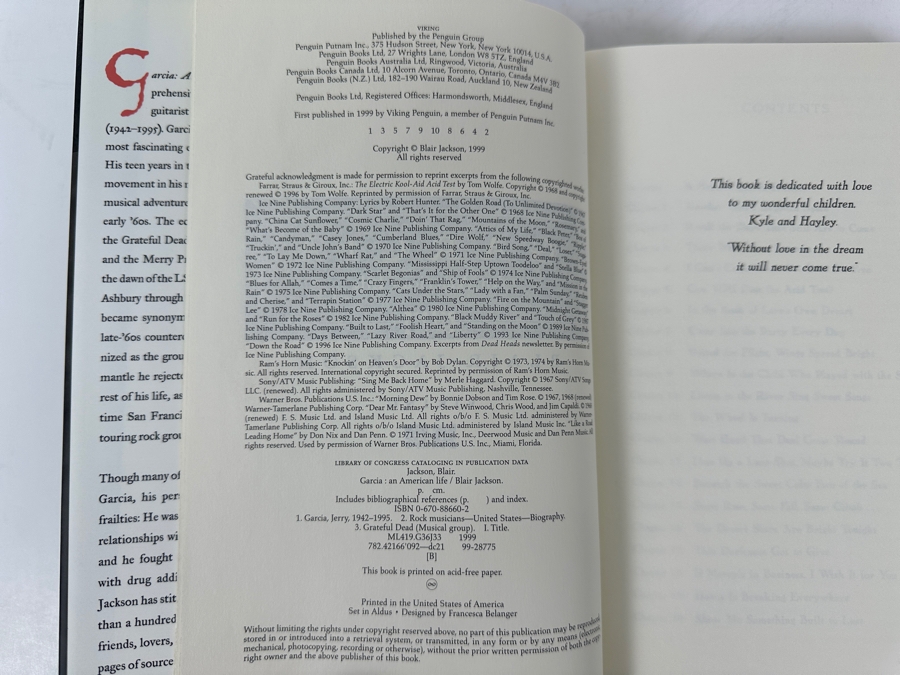 Just Added - 1999 Hardcover Book 'Garcia: An American Life' - Blair Jackson's Biography Of Jerry Garcia [Photo 4]