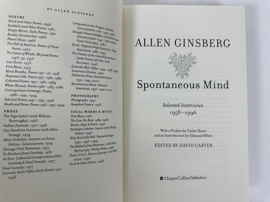 Just Added - 2001 First Edition Hardcover Book Allen Ginsberg Spontaneous Mind: Selected Interviews 1958-1996 [Photo 2]