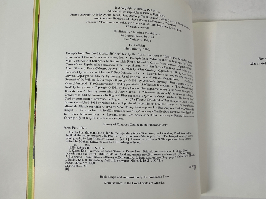Just Added - 1990 First Printing Paperback Book On The Bus: Ken Kesey's Merry Pranksters, Counterculture, And Electric Kool-Aid Tests 25th Anniversary Edition [Photo 5]