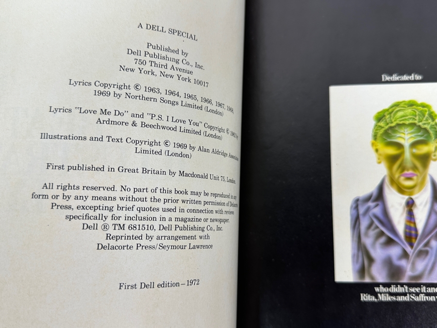 Just Added - Vintage 1972 First Dell Edition Paperback Book The Beatles Illustrated Lyrics - Dell Special - A Collection Of Illustrated Song Lyrics By The Iconic Band Edited By Alan Aldridge [Photo 3]