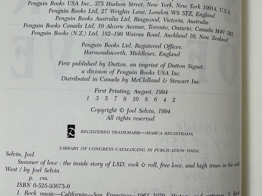 Just Added - 1994 First Printing Hardcover Book 'Summer Of Love' The Inside Story Of LSD, Rock & Roll, Free Love, And High Times In The Wild West [Photo 4]