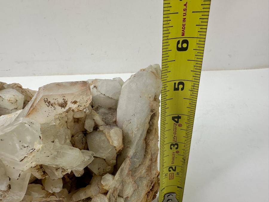 Just Added - A Cluster Of Translucent White Quartz Crystals, Featuring Jagged Forms And Shiny Facets On A Rough, Earth-Toned Matrix 9'W X 5.5'H [Photo 10]
