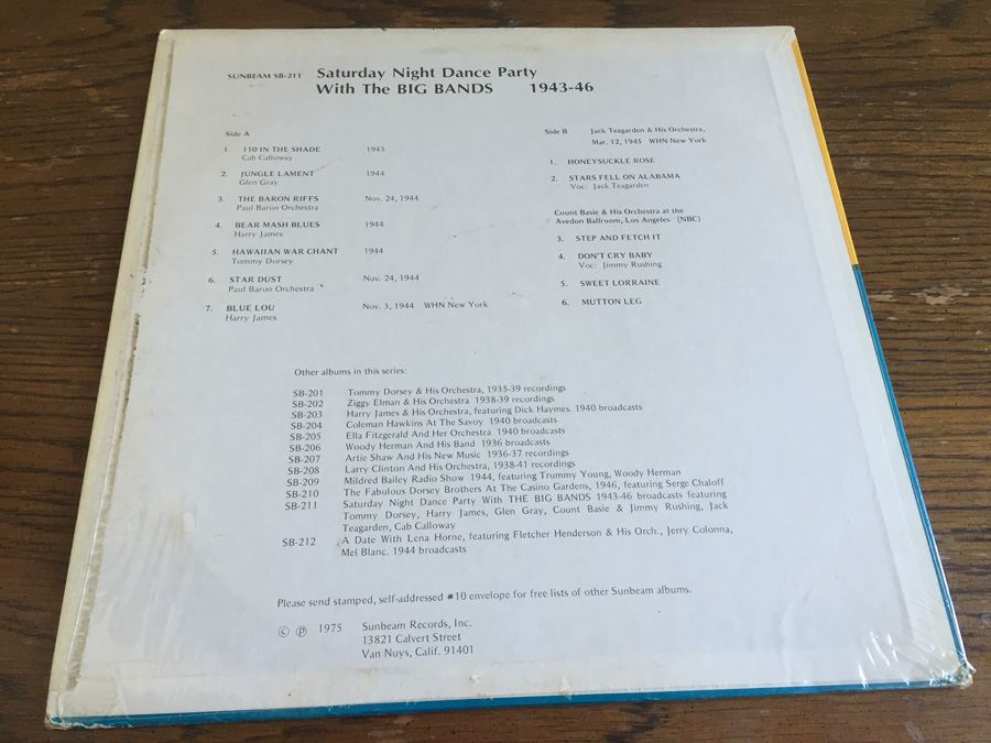 Saturday Night Dance Party With The Big Bands 1943-46 - Sunbeam Records - SB-211 [Photo 3]