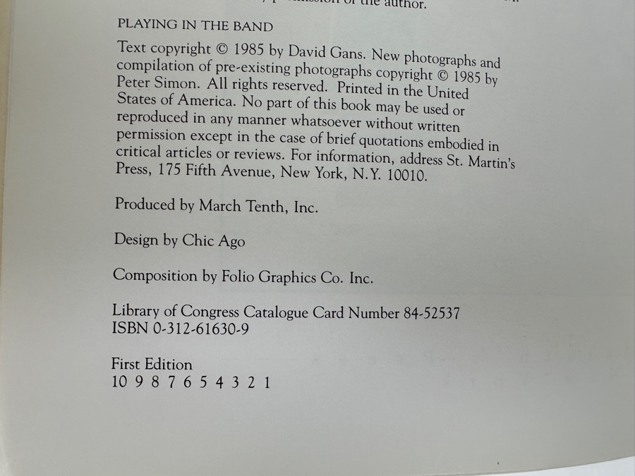 Just Added - First Edition Softcover Book 'Playing In The Band' An Oral And Visual Portrait Of The Legendary Grateful Dead By David Gans And Peter Simon [Photo 3]