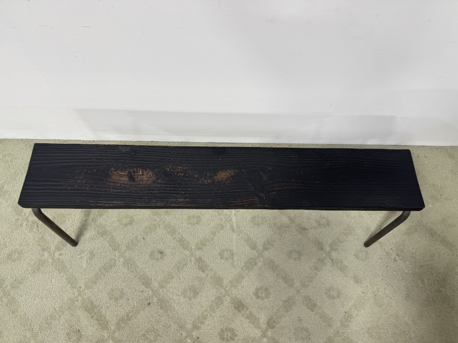 Modern Black Wood Bench With Metal Legs 54W x 9D x 15H [Photo 3]