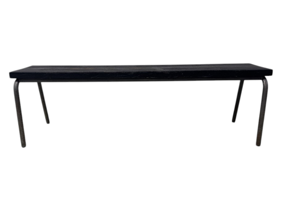 Modern Black Wood Bench With Metal Legs 54W x 9D x 15H