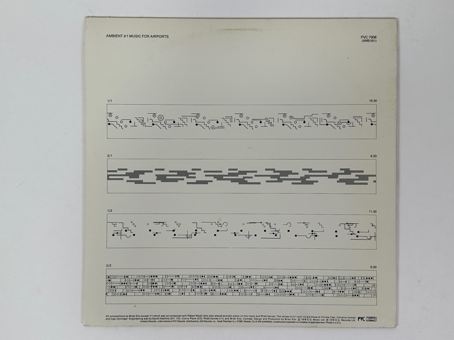 Just Added - Brian Eno - Ambient 1 - Music For Airports - PVC Records - PVC 7908 1978 Vinyl Record [Photo 2]