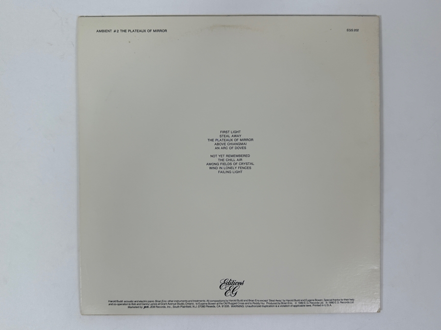Just Added - Harold Budd / Brian Eno - Ambient 2 (The Plateaux Of Mirror) - Editions EG - EGS 202 1980 Vinyl Record [Photo 2]